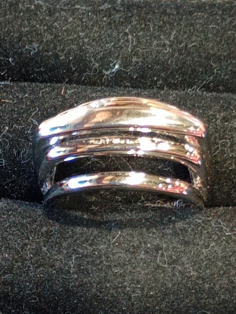 Ring Polished Silver Triple-Open Band Women's Ring,/18k G. E.